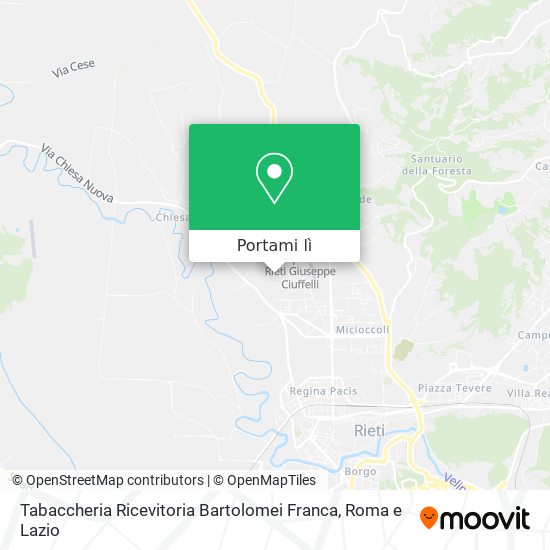 Mappa Tabaccheria Ricevitoria Bartolomei Franca