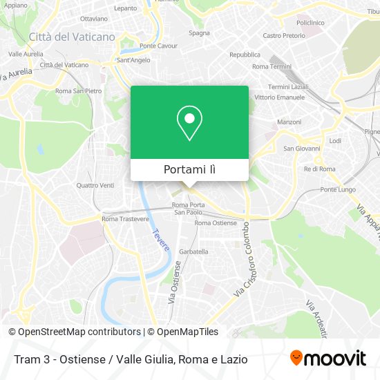 Mappa Tram 3 - Ostiense / Valle Giulia