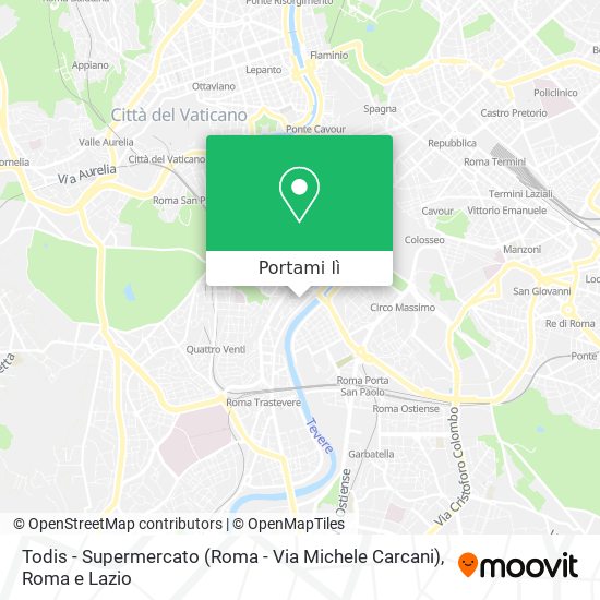 Mappa Todis - Supermercato (Roma - Via Michele Carcani)