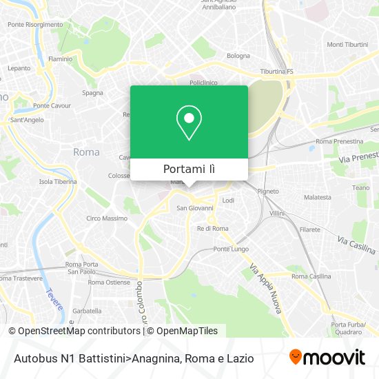 Mappa Autobus N1 Battistini>Anagnina