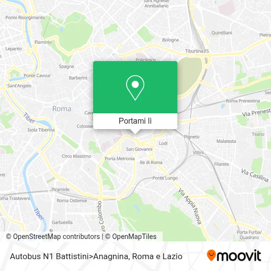 Mappa Autobus N1 Battistini>Anagnina