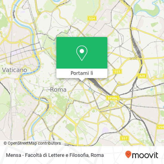 Mappa Mensa - Facoltà di Lettere e Filosofia