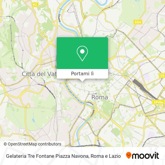 Mappa Gelateria Tre Fontane Piazza Navona