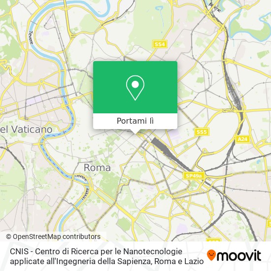 Mappa CNIS - Centro di Ricerca per le Nanotecnologie applicate all'Ingegneria della Sapienza