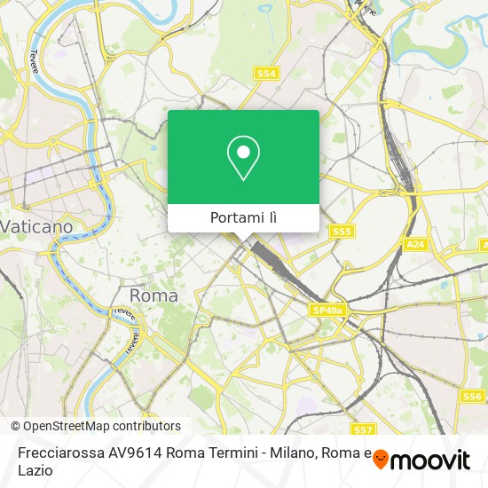 Mappa Frecciarossa AV9614 Roma Termini - Milano