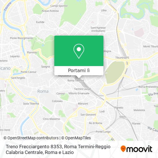 Mappa Treno Frecciargento 8353, Roma Termini-Reggio Calabria Centrale