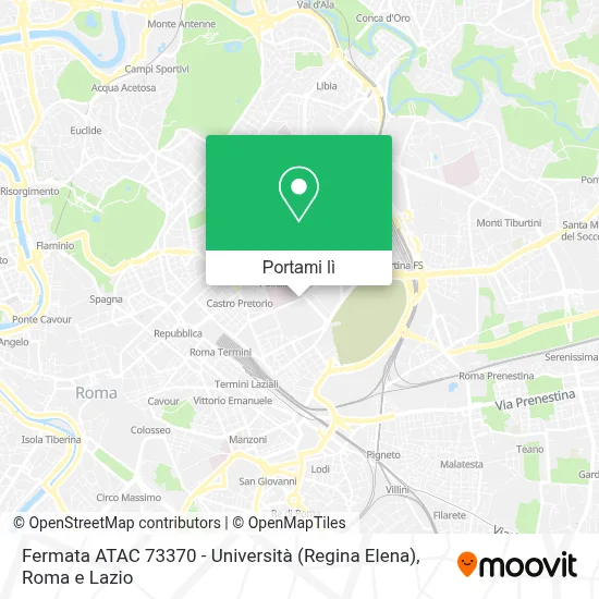 Mappa Fermata ATAC 73370 - Università (Regina Elena)