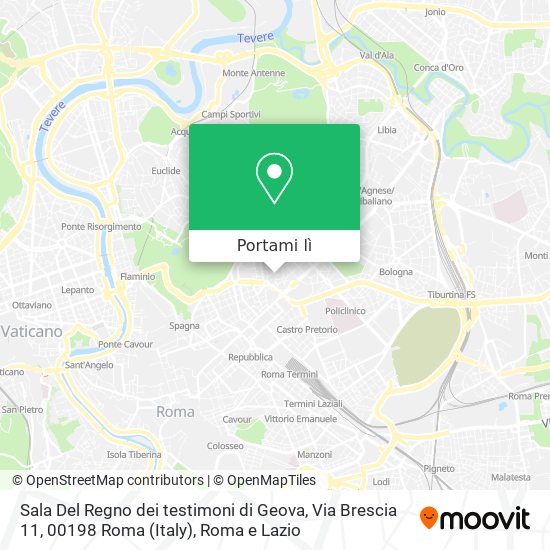 Mappa Sala Del Regno dei testimoni di Geova, Via Brescia 11, 00198 Roma (Italy)