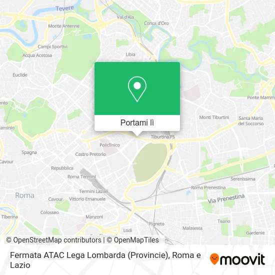 Mappa Fermata ATAC Lega Lombarda (Provincie)