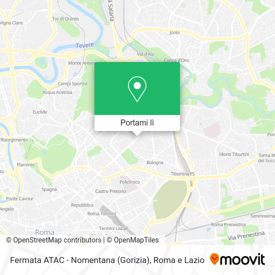 Mappa Fermata ATAC - Nomentana (Gorizia)