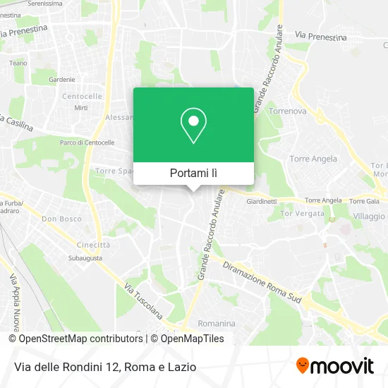 Mappa Via delle Rondini 12