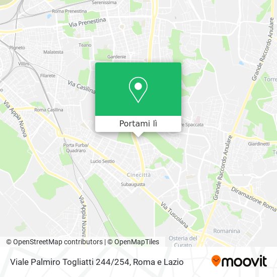 Mappa Viale Palmiro Togliatti 244 / 254
