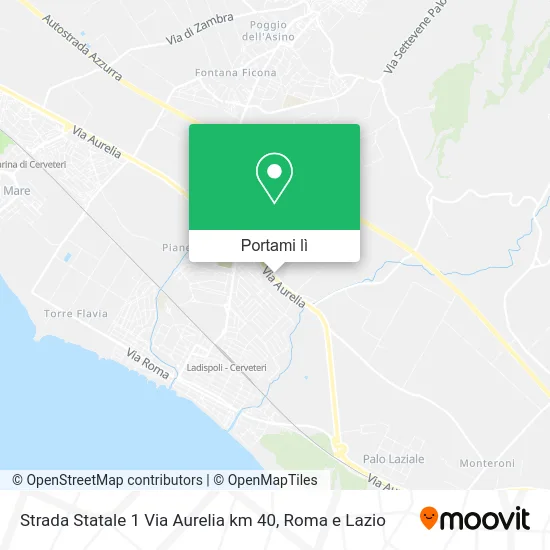 Mappa Strada Statale 1 Via Aurelia km 40