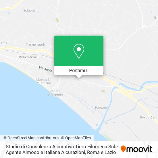 Mappa Studio di Consulenza Aicurativa Tiero Filomena Sub-Agente Aimoco e Italiana Aicurazioni