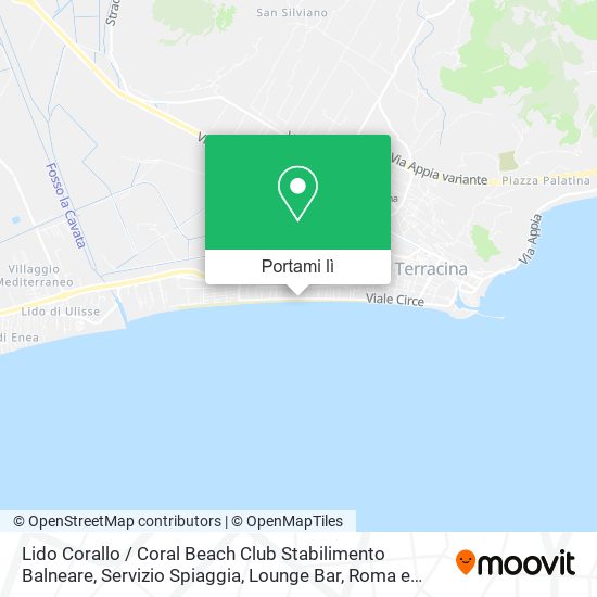 Mappa Lido Corallo / Coral Beach Club Stabilimento Balneare, Servizio Spiaggia, Lounge Bar