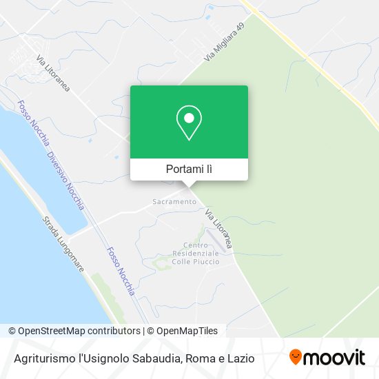 Mappa Agriturismo l'Usignolo Sabaudia