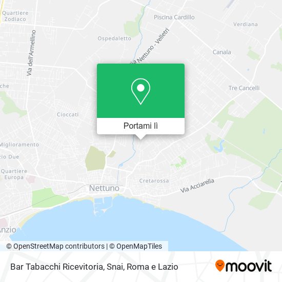 Mappa Bar Tabacchi Ricevitoria, Snai