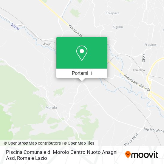 Mappa Piscina Comunale di Morolo Centro Nuoto Anagni Asd