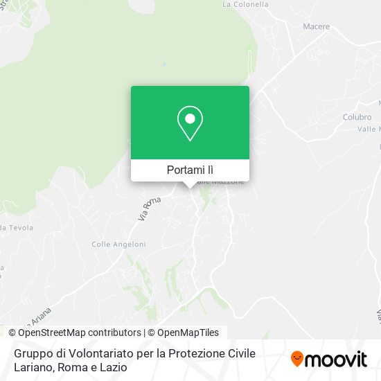 Mappa Gruppo di Volontariato per la Protezione Civile Lariano