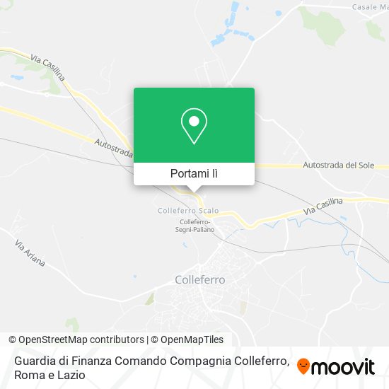 Mappa Guardia di Finanza Comando Compagnia Colleferro