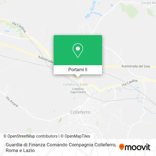 Mappa Guardia di Finanza Comando Compagnia Colleferro