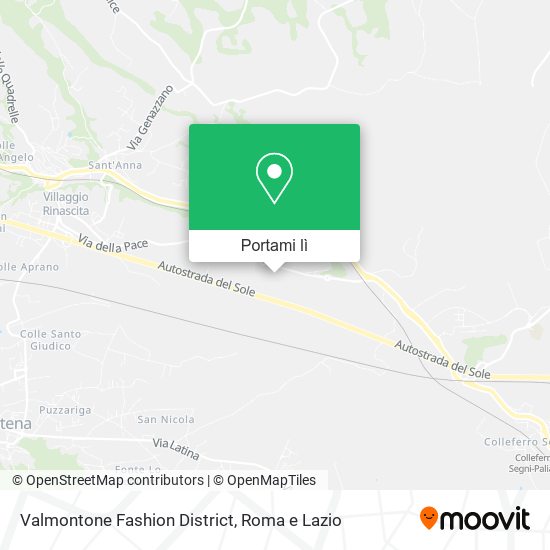 Mappa Valmontone Fashion District