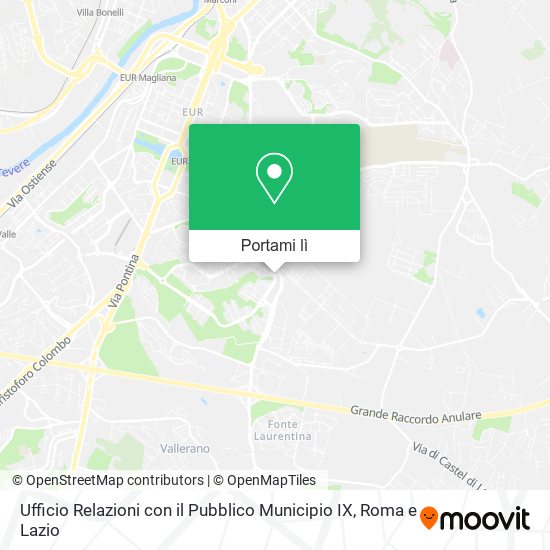 Mappa Ufficio Relazioni con il Pubblico Municipio IX