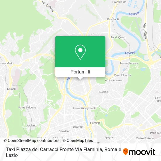 Mappa Taxi Piazza dei Carracci Fronte Via Flaminia