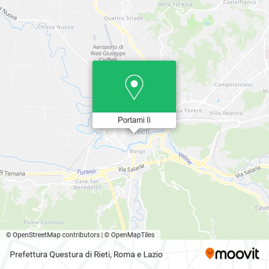 Mappa Prefettura Questura di Rieti