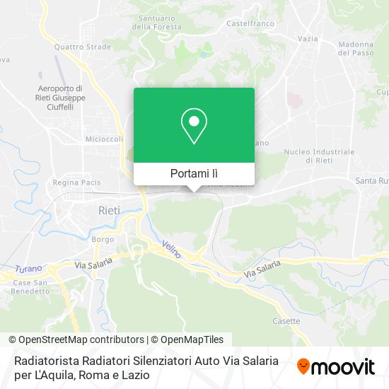 Mappa Radiatorista Radiatori Silenziatori Auto Via Salaria per L'Aquila