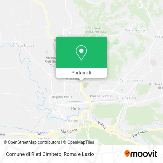 Mappa Comune di Rieti Cimitero