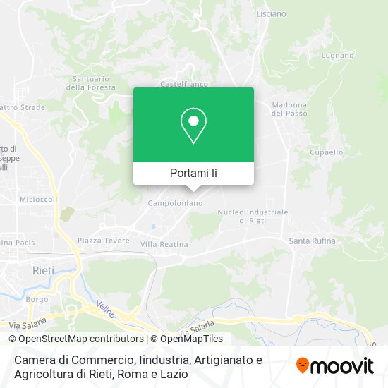 Mappa Camera di Commercio, Iindustria, Artigianato e Agricoltura di Rieti