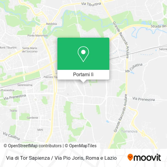 Mappa Via di Tor Sapienza / Via Pio Joris