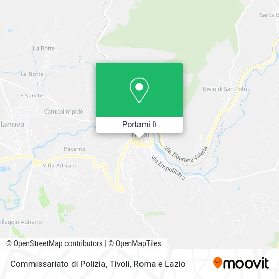 Mappa Commissariato di Polizia, Tivoli
