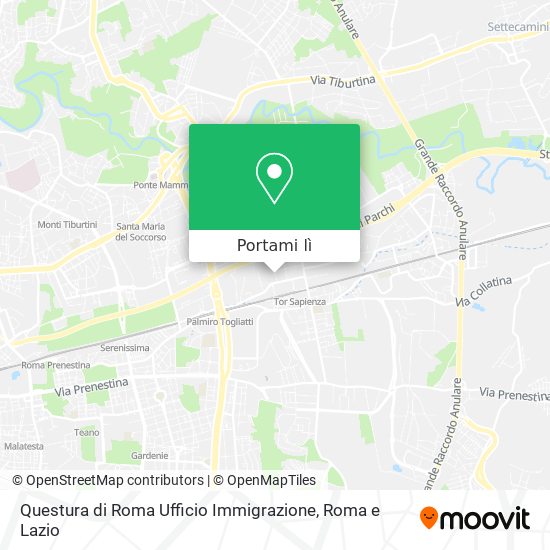 Mappa Questura di Roma Ufficio Immigrazione