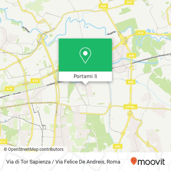 Mappa Via di Tor Sapienza / Via Felice De Andreis