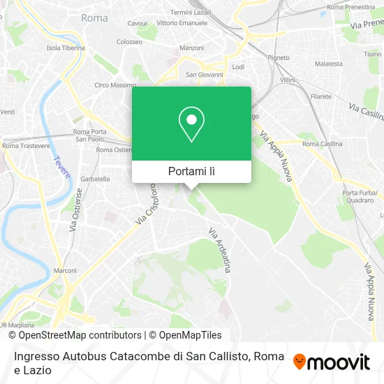 Mappa Ingresso Autobus Catacombe di San Callisto