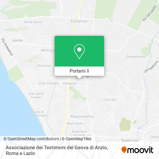 Mappa Associazione dei Testimoni dei Geova di Anzio