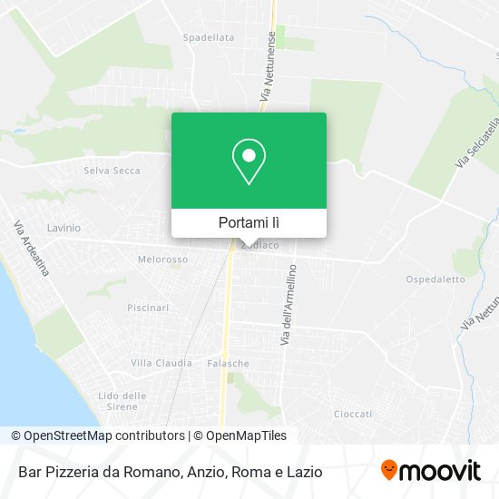 Mappa Bar Pizzeria da Romano, Anzio