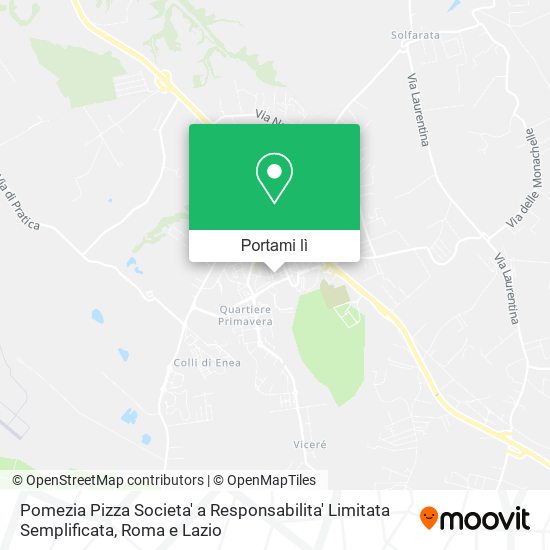Mappa Pomezia Pizza Societa' a Responsabilita' Limitata Semplificata