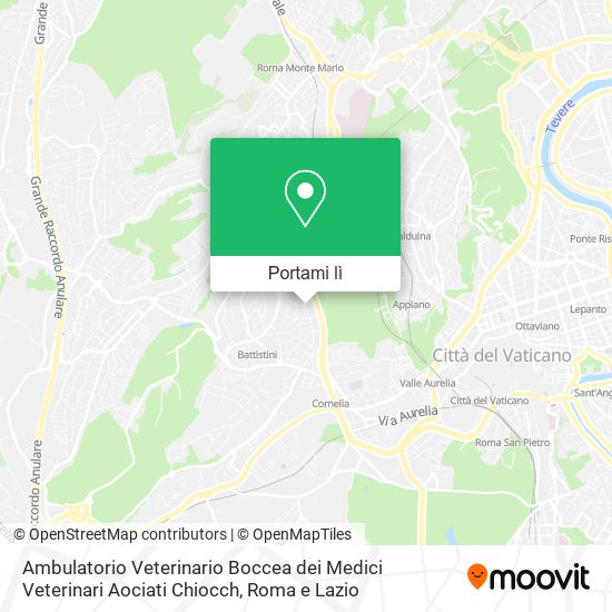 Mappa Ambulatorio Veterinario Boccea dei Medici Veterinari Aociati Chiocch