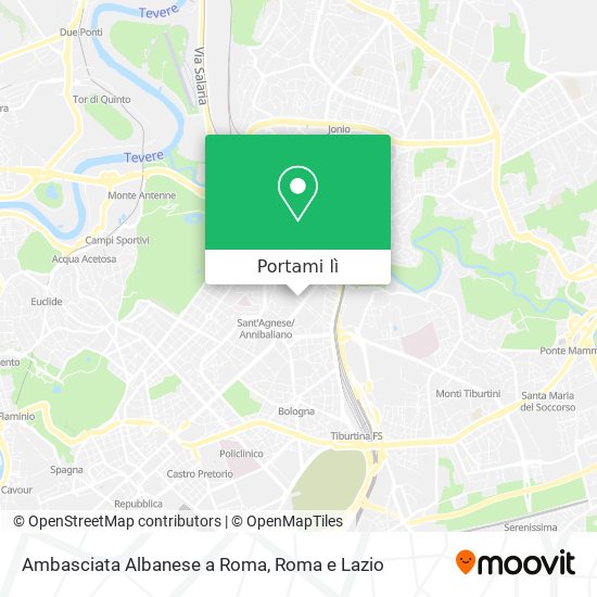 Mappa Ambasciata Albanese a Roma