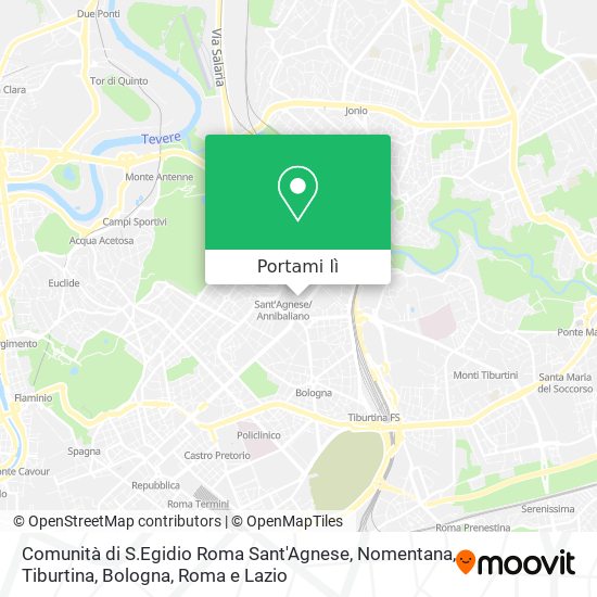 Mappa Comunità di S.Egidio Roma Sant'Agnese, Nomentana, Tiburtina, Bologna