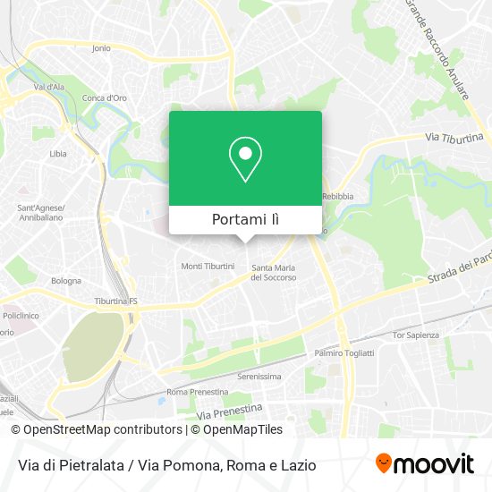 Mappa Via di Pietralata / Via Pomona