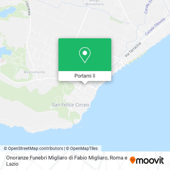 Mappa Onoranze Funebri Migliaro di Fabio Migliaro