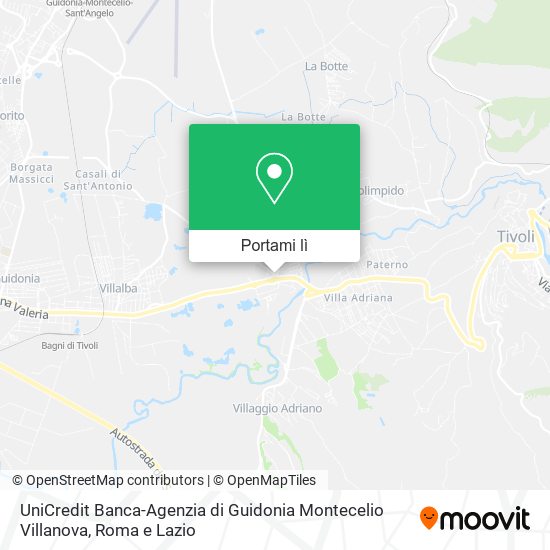 Mappa UniCredit Banca-Agenzia di Guidonia Montecelio Villanova
