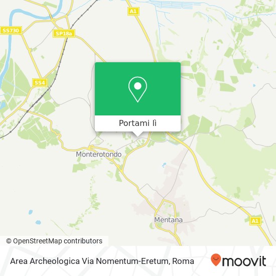 Mappa Area Archeologica Via Nomentum-Eretum