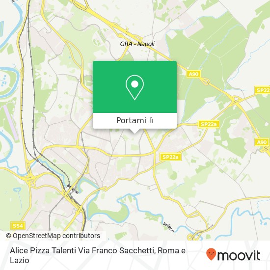 Mappa Alice Pizza Talenti Via Franco Sacchetti