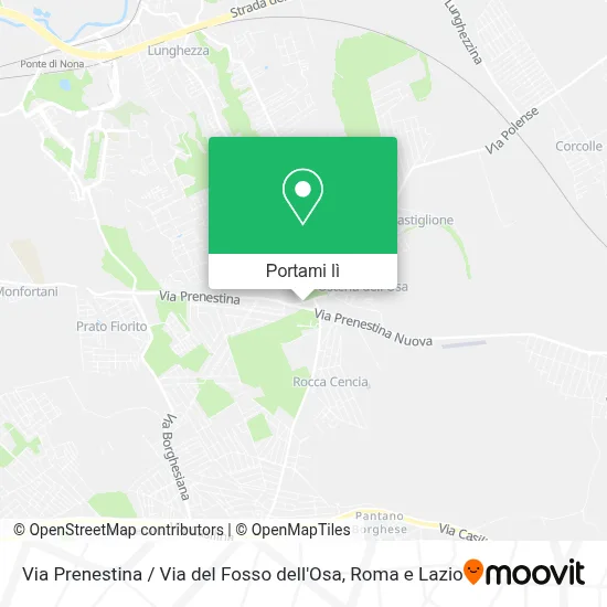 Mappa Via Prenestina / Via del Fosso dell'Osa