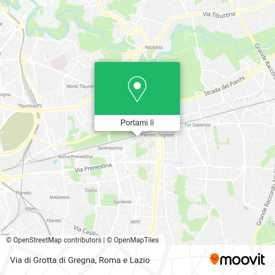 Mappa Via di Grotta di Gregna